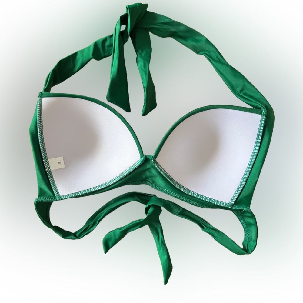 Green Push Up Halter High-Waisted Bikini Set - Picture 4 of 13